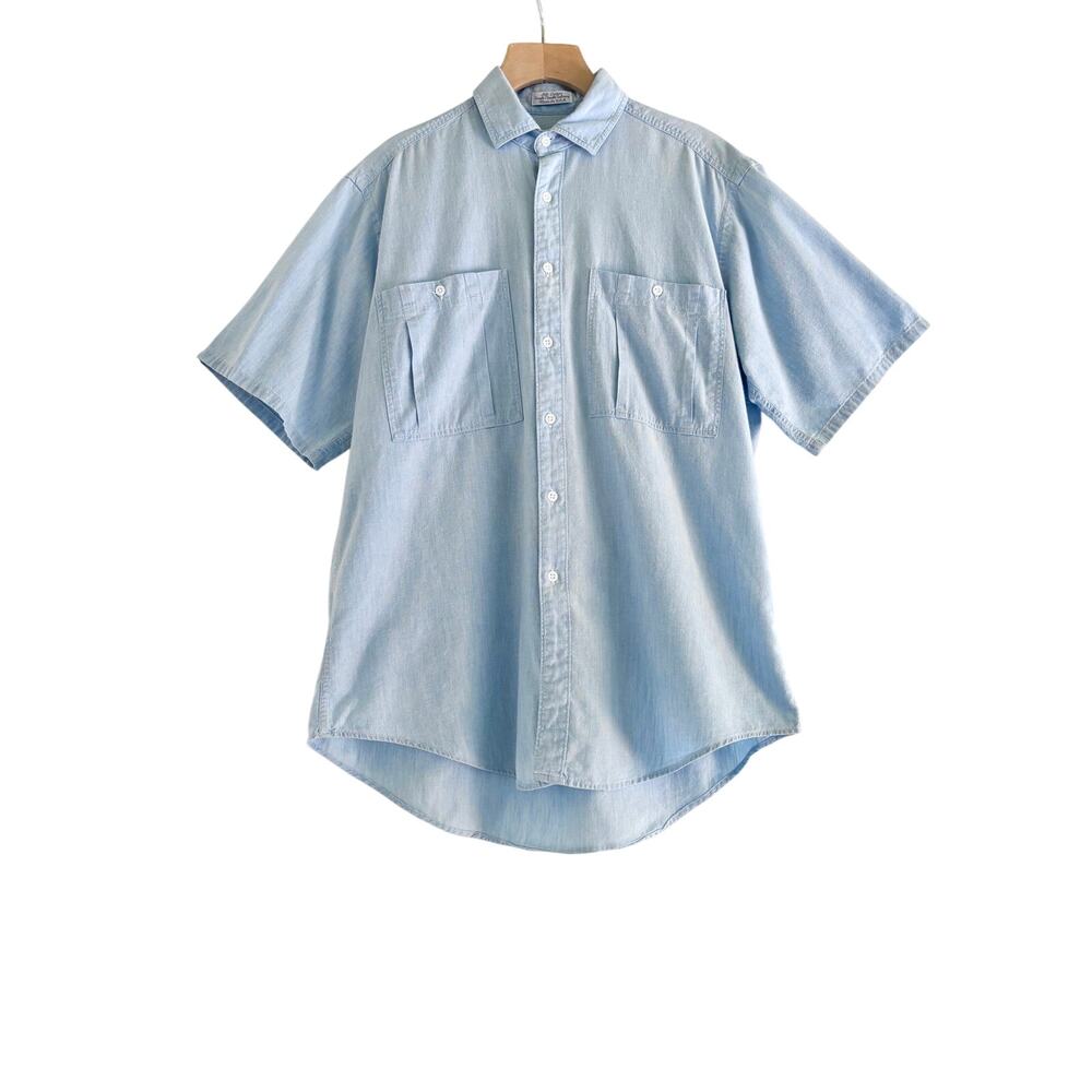 Vintage Light Denim Chambray Single Stitch Button Up- Size Medium, USA Made